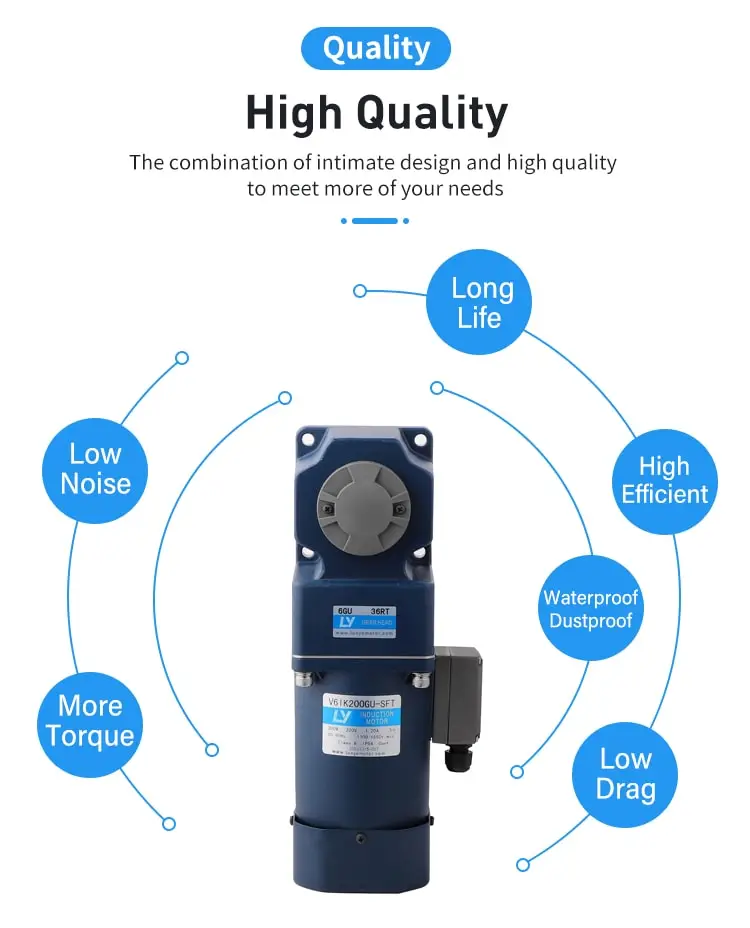 200W AC Spiral bevel right angle motor Advantage