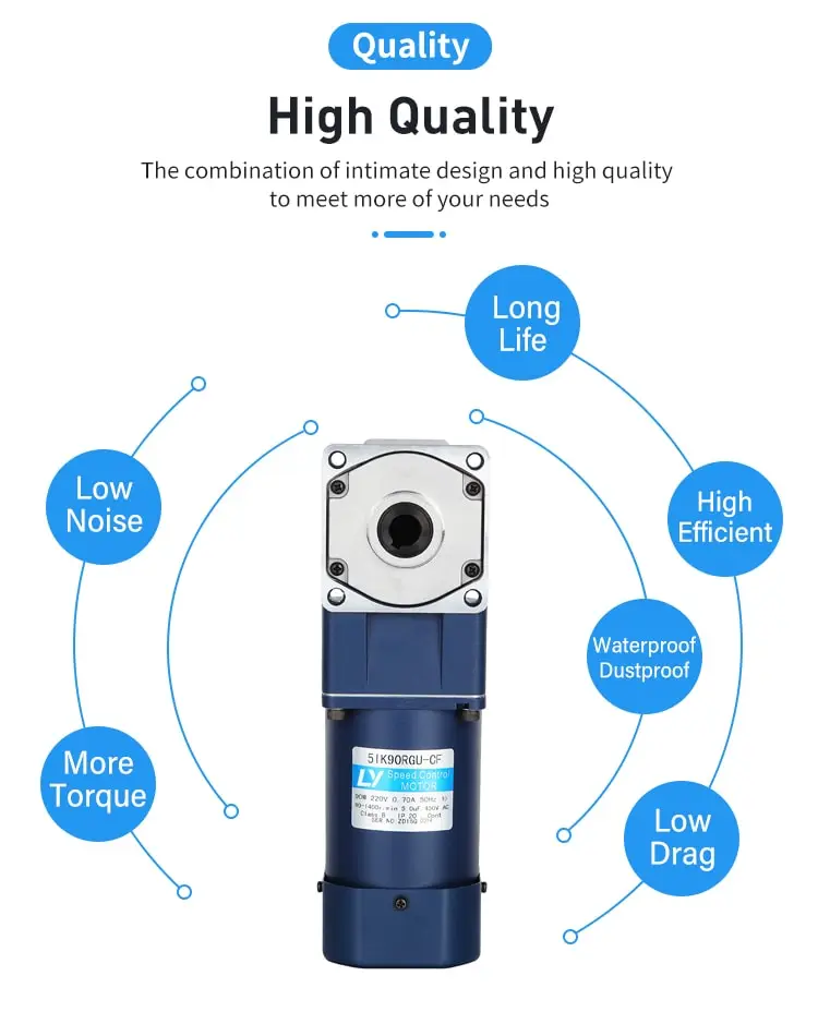 90W AC Spiral bevel right angle motor Advantage