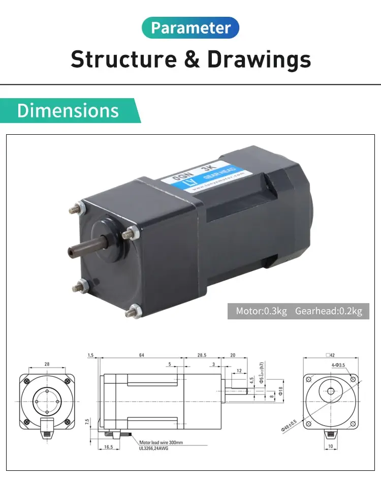 3W AC induction motor parameters