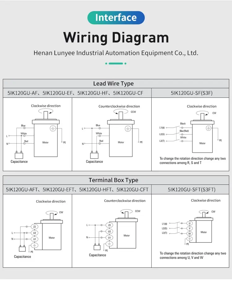 120W AC induction motor drawings