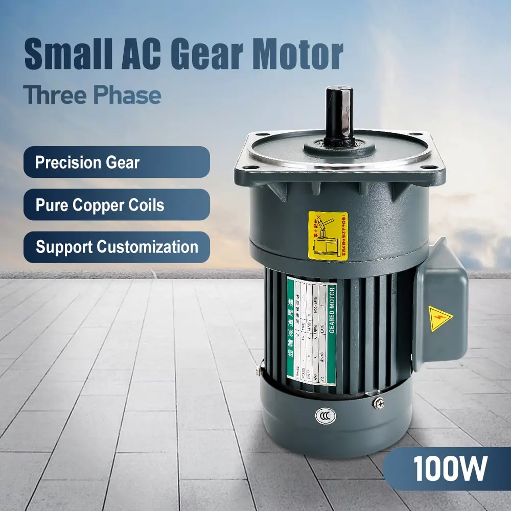 100W 220V Three-phases small AC Gear motor 