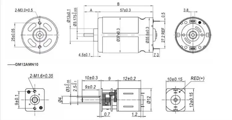 1.11W 12-24V 1500RPM DC Planetary Gear Speed Reduction Motor