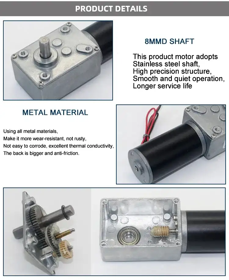 100-120W 12-24V worm gear motor with Right Angle Gearbox