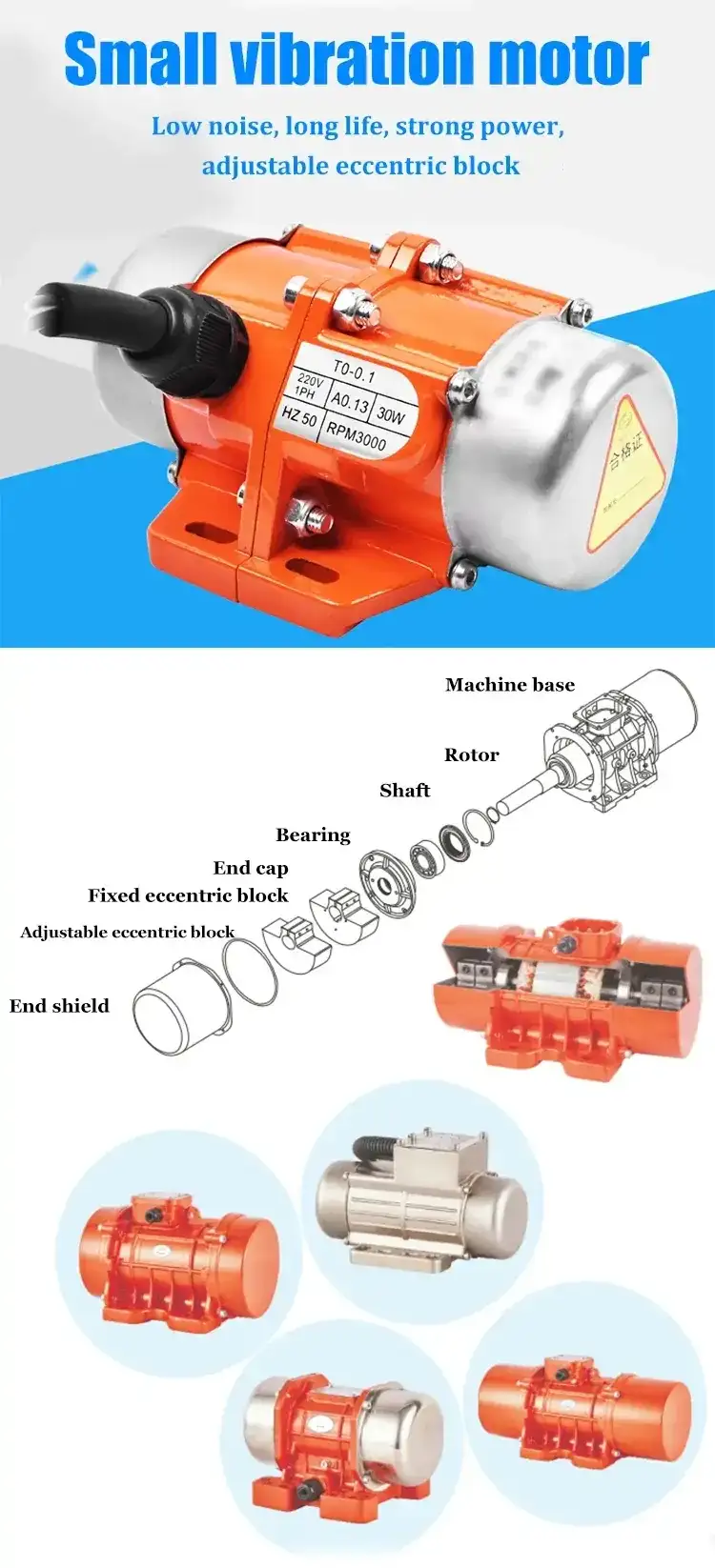 100W 12-380V 7000rpm DC Brushless Rotation Vibrating Motor
