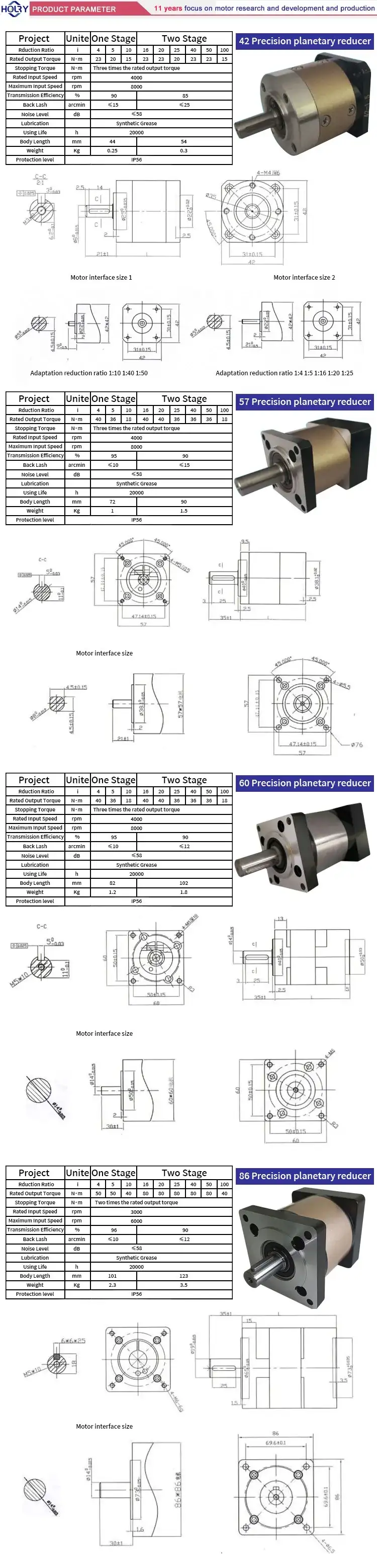 11 42mm 4000rpm ac brushless planetary gear motor