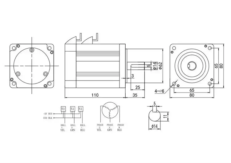200-600W 24-310V 1500-6000RPM Micro Gearbox Brushless DC Motor