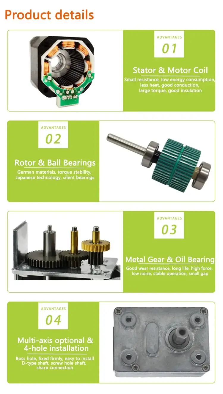 24V 28mm Nema 11 Stepper Worm Geared Dc Motor With Worm Gearbox