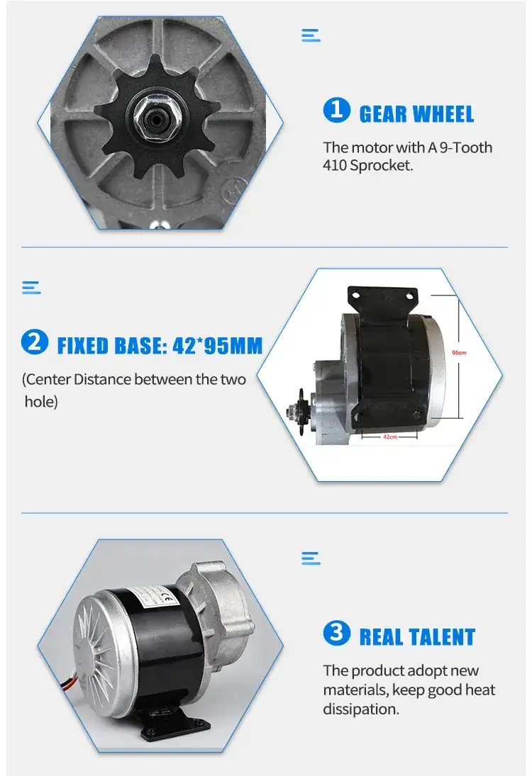 250-350W 36-48V 3000Rpm Permanent Magnet DC Brush Gear Motor