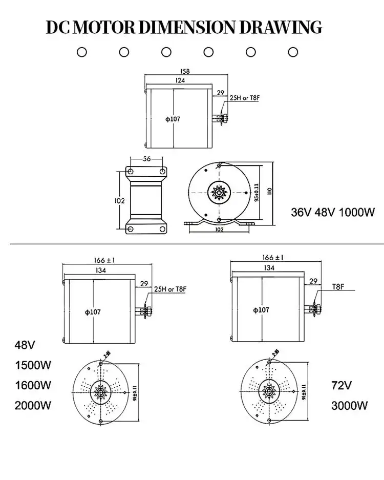 2500W 60V 4400RPM Waterproof Brushless dc Motor