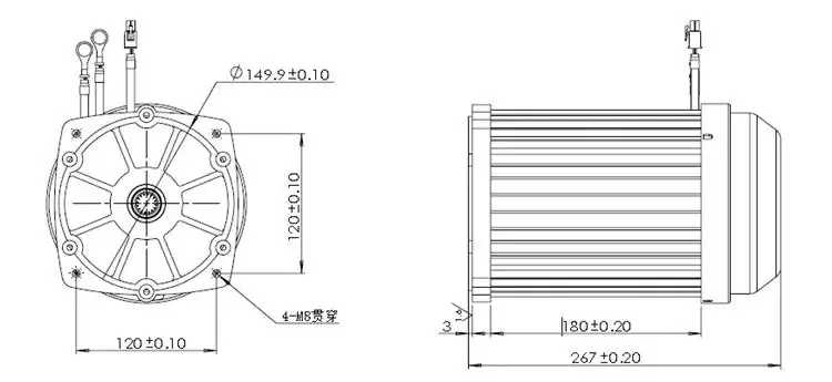 3000W 48-72V 120MM brushless dc motor with Controller