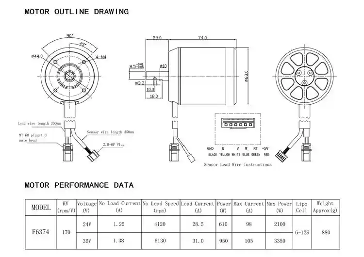 3600W 24-36V 9000rpm Electric skateboard Customized Brushless DC Motor