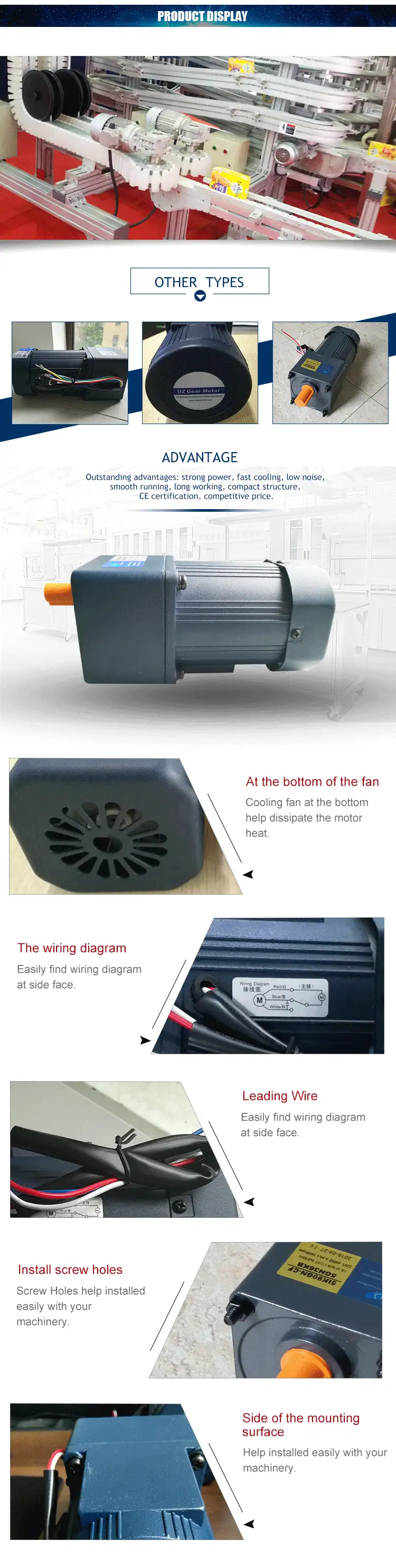 40W 230-380V AC single phase gear induction motor