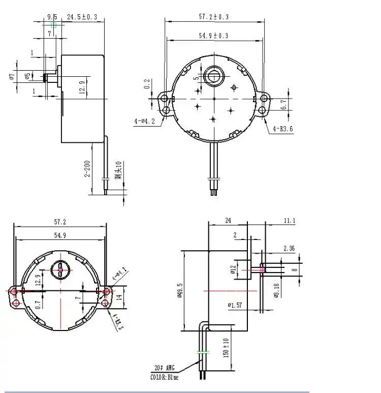 4W 12-24V Single phase AC Synchronous Motor