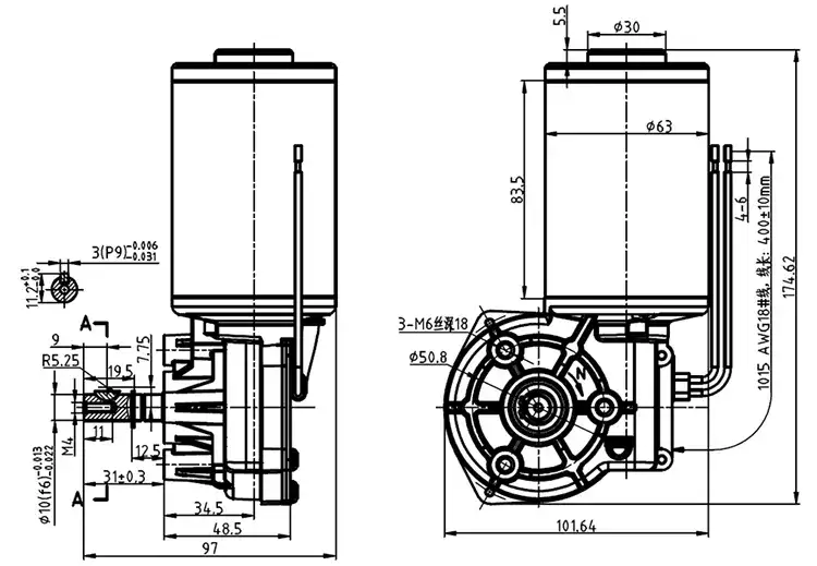 5-120W 12-42V 30-300RPM Brush Dc Worm Geared Motor