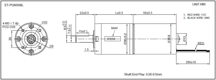 60W 12-24V 120rpm dc planetary gear motor