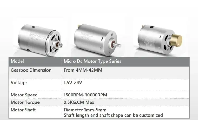 6W 3-24V 7400RPM DC Brush Motor