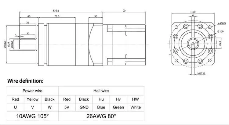 90-750W 12-310V 429-750RPM 86mm brushless DC planetary gear motor