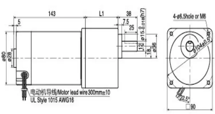 250W 48V 2800RPM Small Electric DC Gear Motor